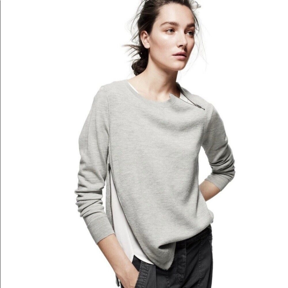 J. CREW Sweater, Burgundy Purple 100% Merino Wool Side Zipper Soft Knit, XXS